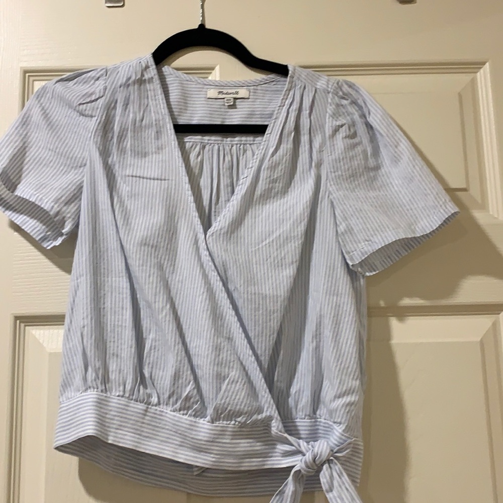 Madewell striped tie front top